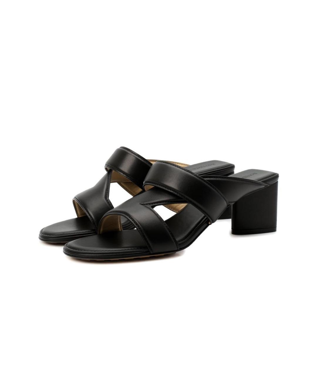 BOTTEGA VENETA Черные кожаные мюли, фото 2