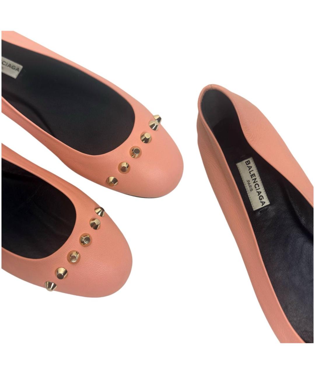 BALENCIAGA Коралловые кожаные балетки, фото 7