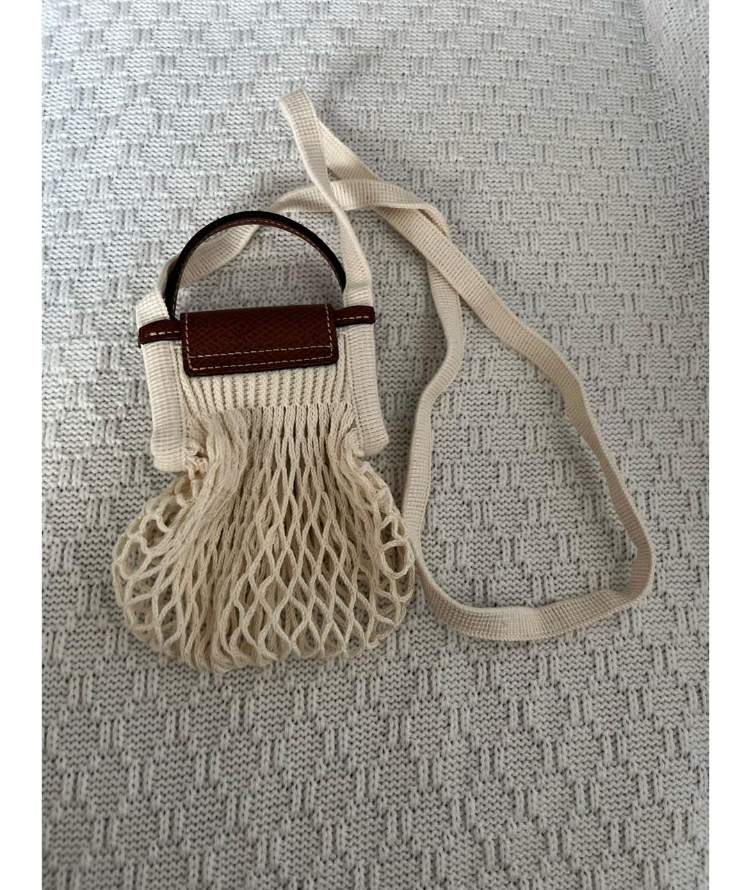 LONGCHAMP Бежевая хлопковая сумка с короткими ручками, фото 3