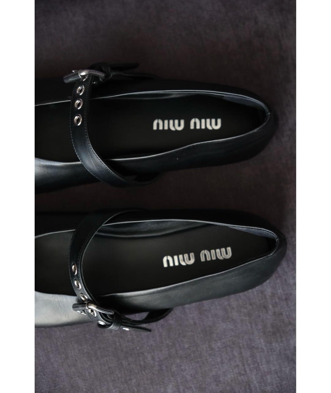 MIU MIU Черные кожаные балетки, фото 3