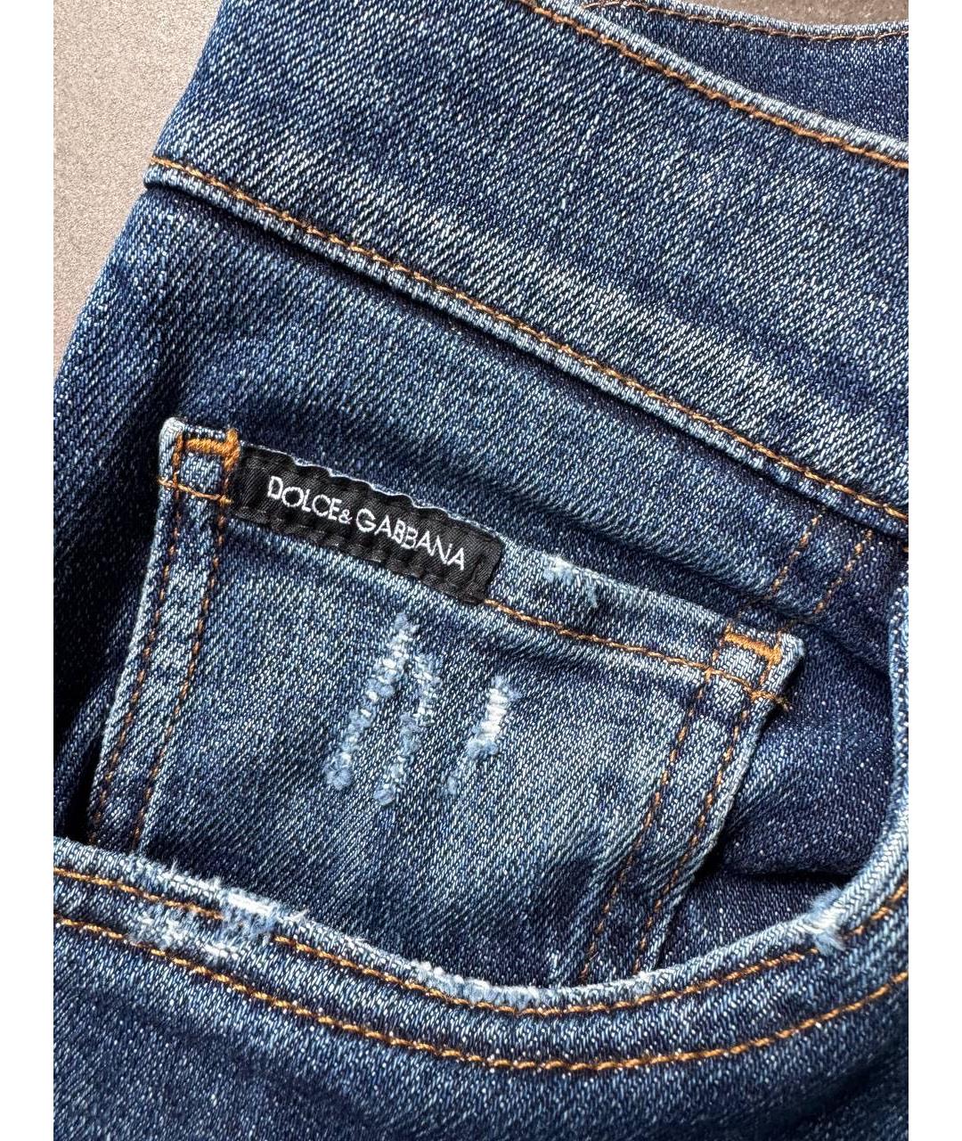 DOLCE&GABBANA Синие хлопковые прямые джинсы, фото 5
