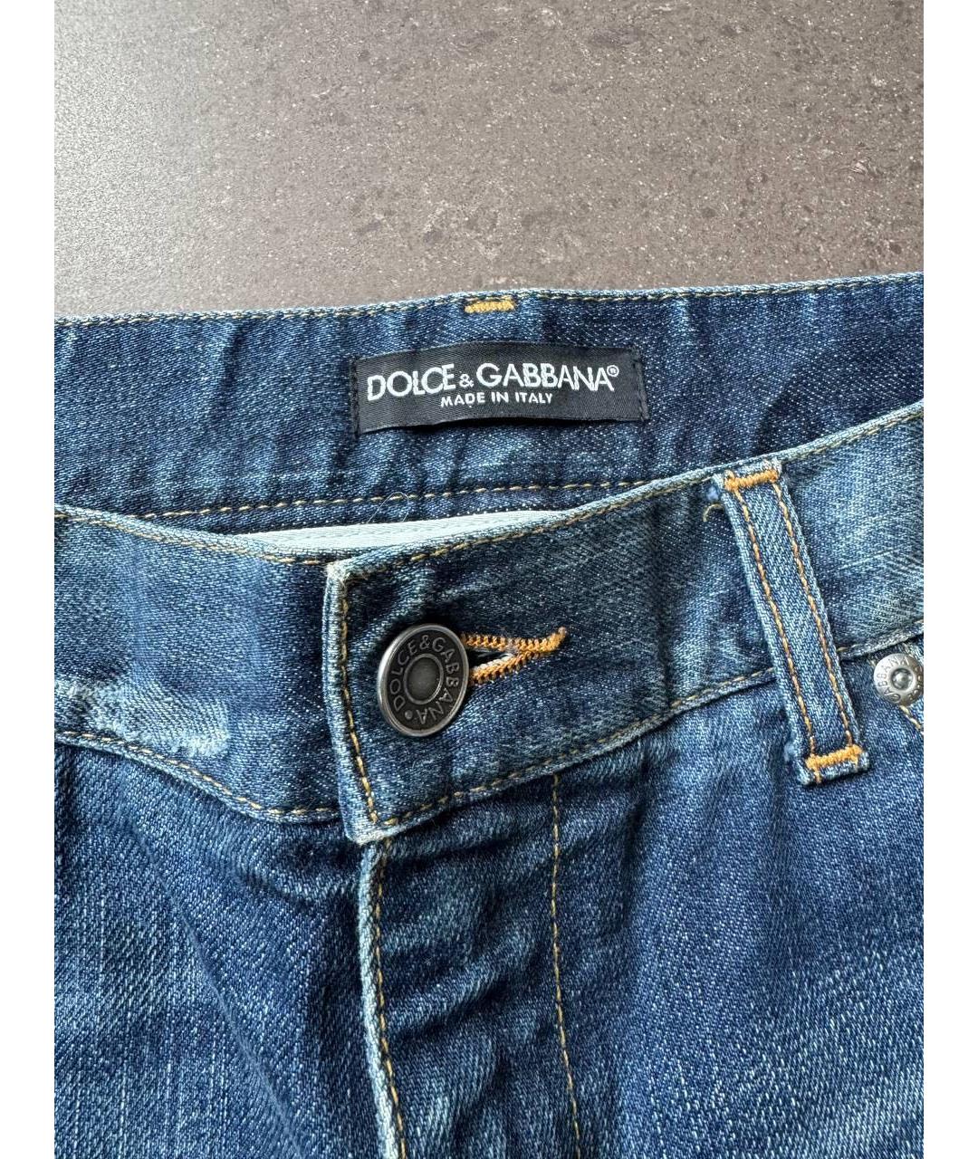 DOLCE&GABBANA Синие хлопковые прямые джинсы, фото 3