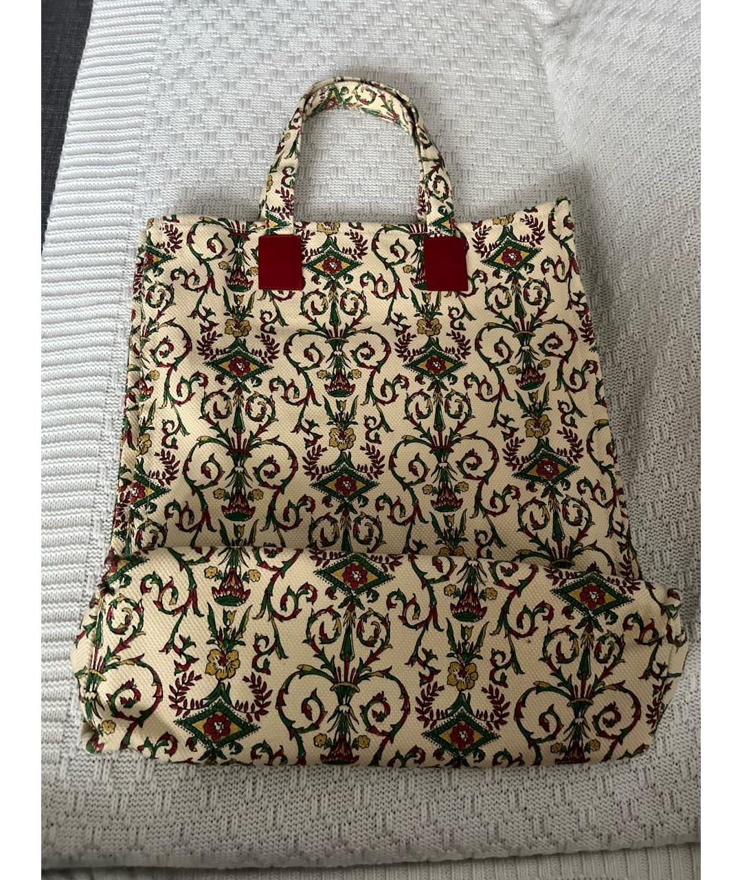 GUCCI Бежевая хлопковая сумка тоут, фото 3