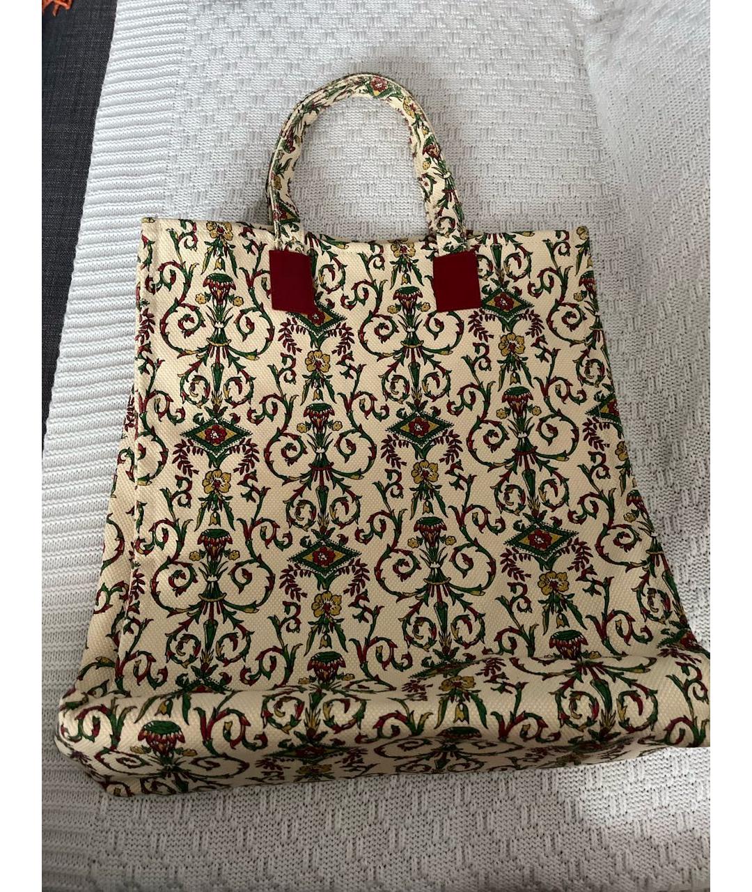 GUCCI Бежевая хлопковая сумка тоут, фото 6