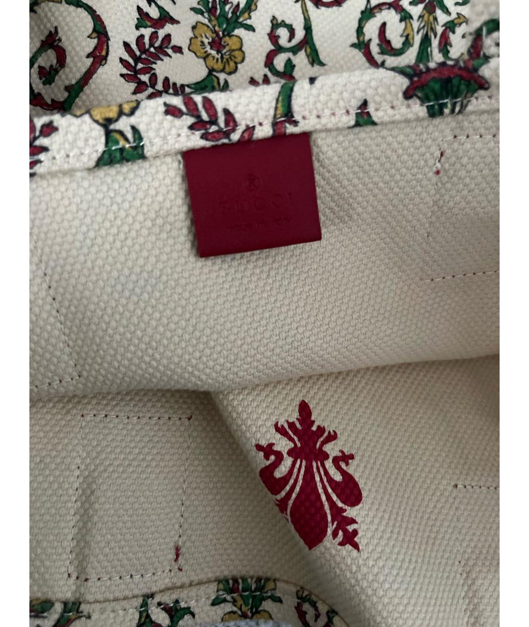 GUCCI Бежевая хлопковая сумка тоут, фото 5