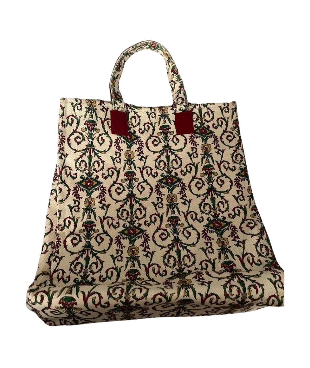 GUCCI Бежевая хлопковая сумка тоут, фото 1
