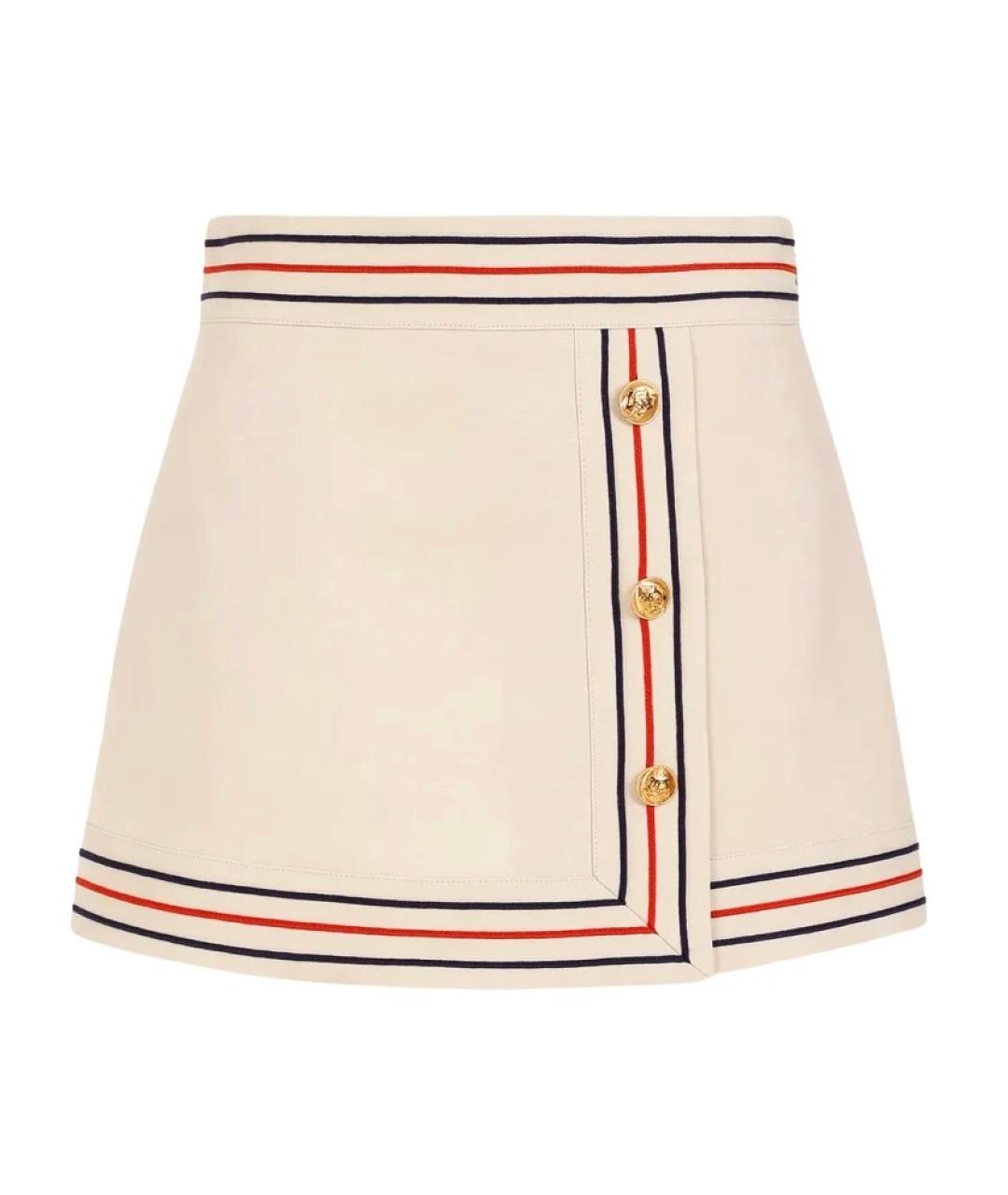 GUCCI Бежевая хлопковая юбка мини, фото 1