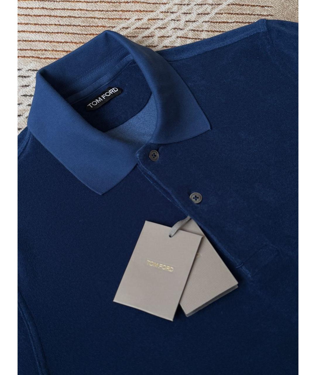 TOM FORD Темно-синее поло с коротким рукавом, фото 3