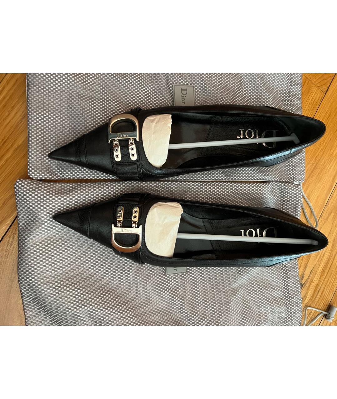 CHRISTIAN DIOR Черные кожаные лодочки на низком каблуке, фото 5