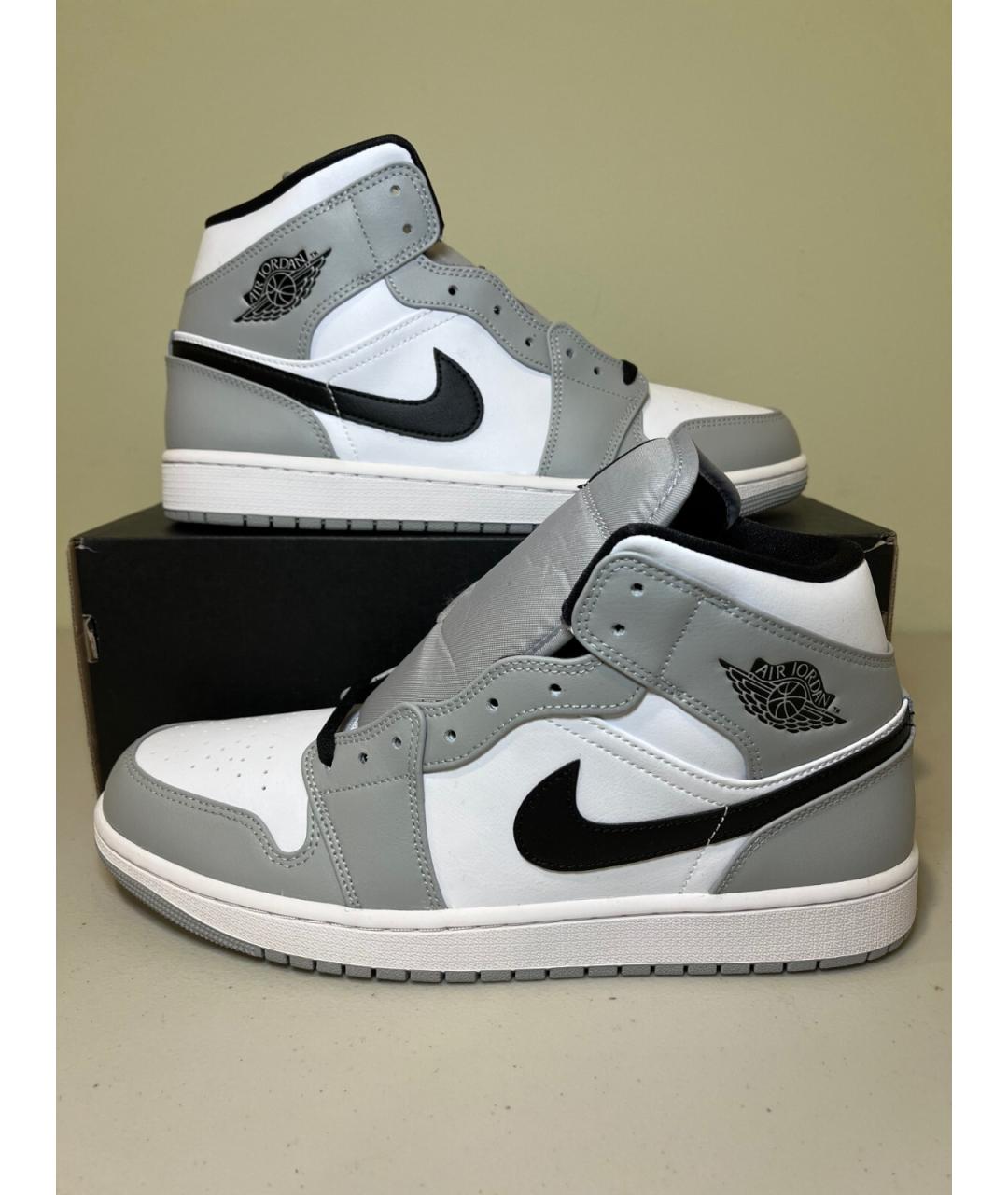 NIKE Серые кожаные высокие кроссовки / кеды, фото 3