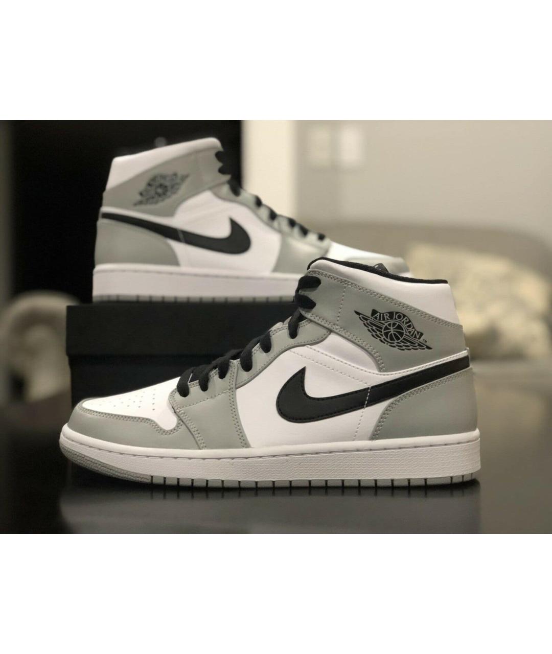 NIKE Серые кожаные высокие кроссовки / кеды, фото 2