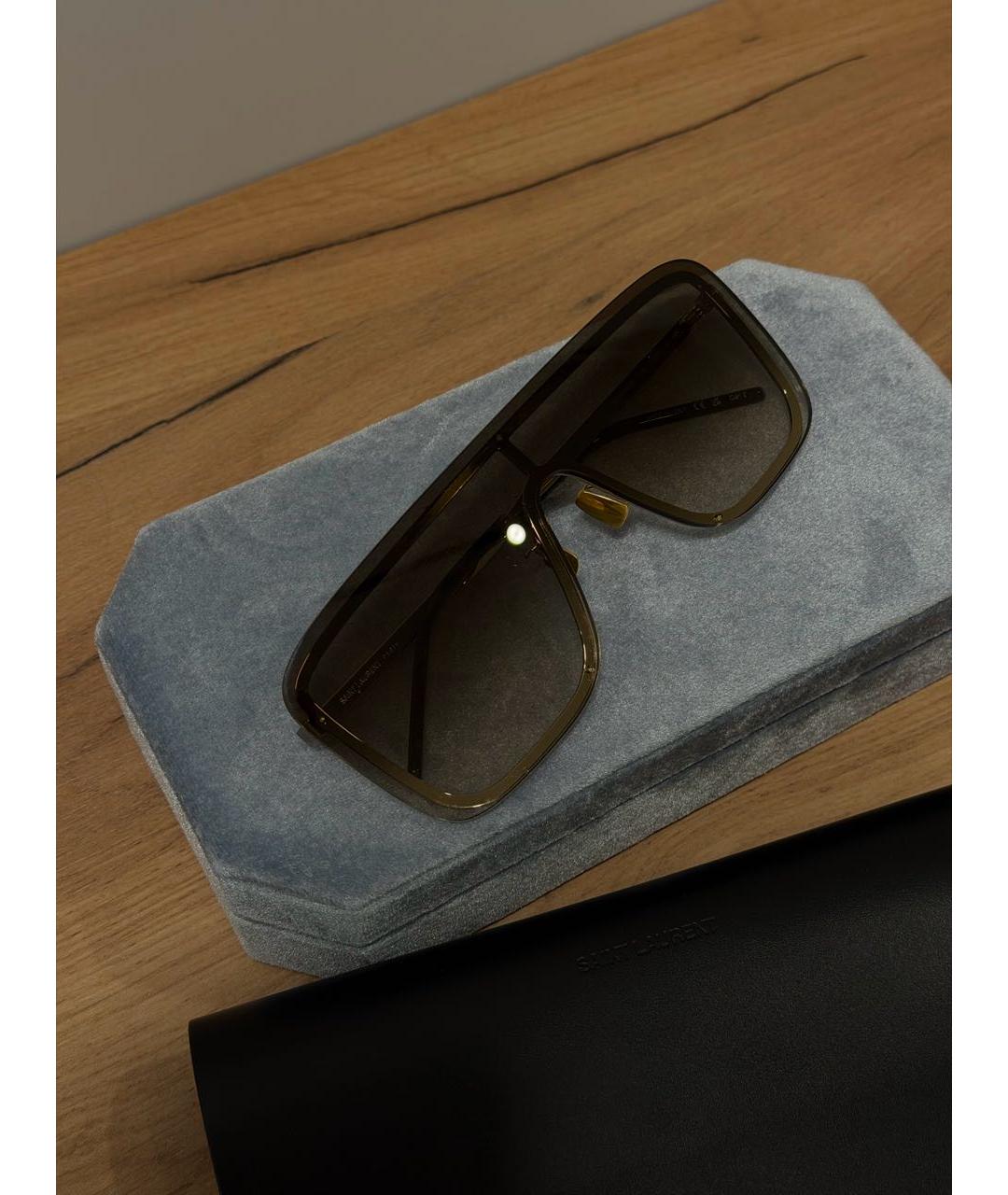 SAINT LAURENT Золотые металлические солнцезащитные очки, фото 2