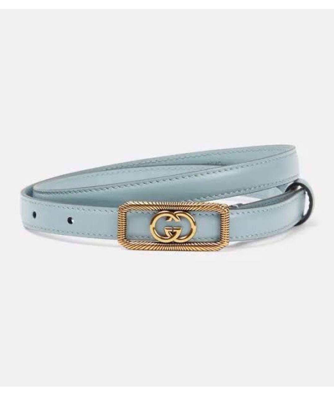 GUCCI Голубой кожаный ремень, фото 3