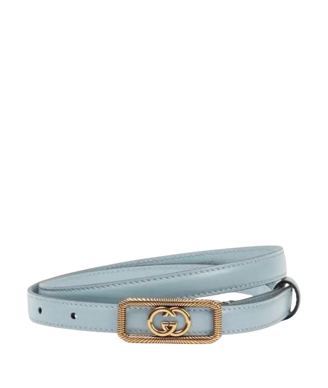GUCCI Голубой кожаный ремень, фото 1