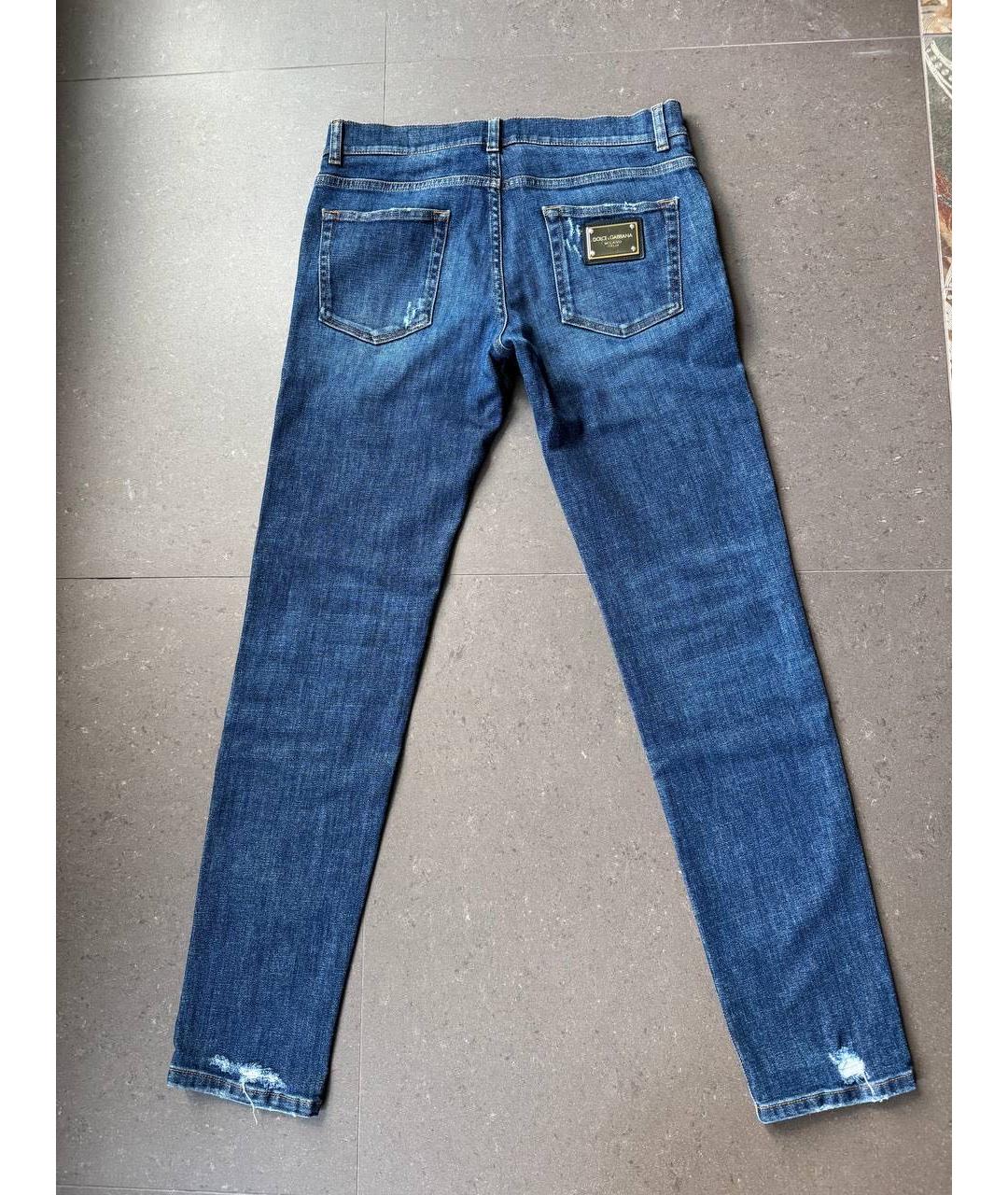 DOLCE&GABBANA Синие хлопковые прямые джинсы, фото 2