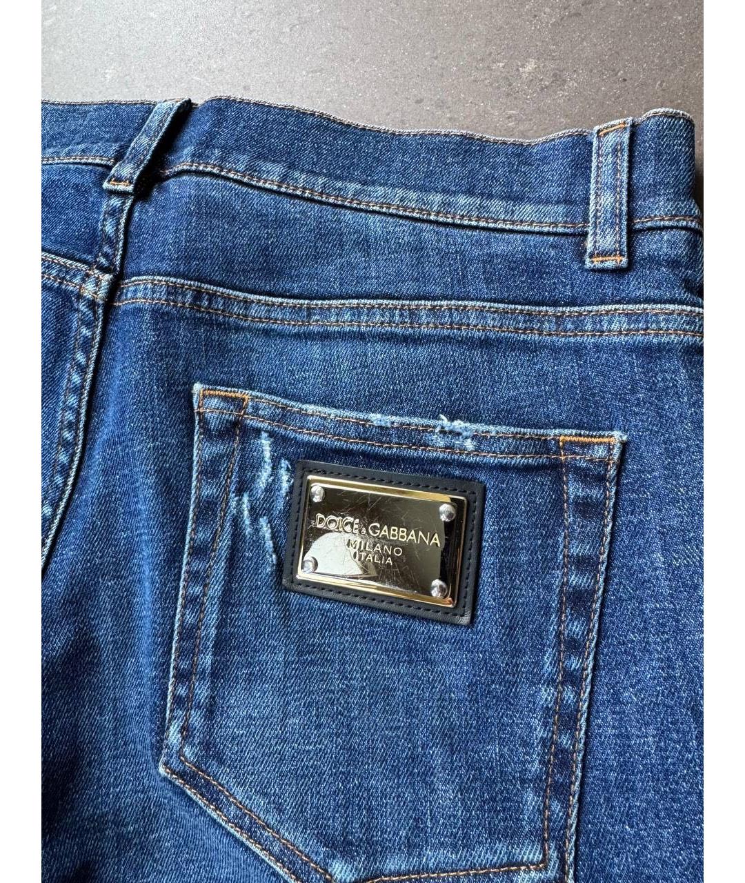 DOLCE&GABBANA Синие хлопковые прямые джинсы, фото 4