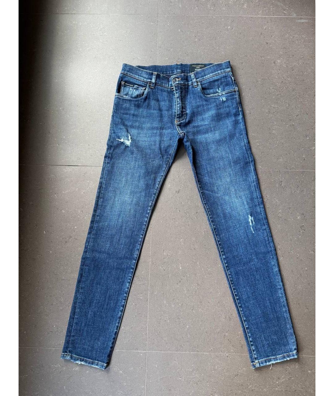 DOLCE&GABBANA Синие хлопковые прямые джинсы, фото 5