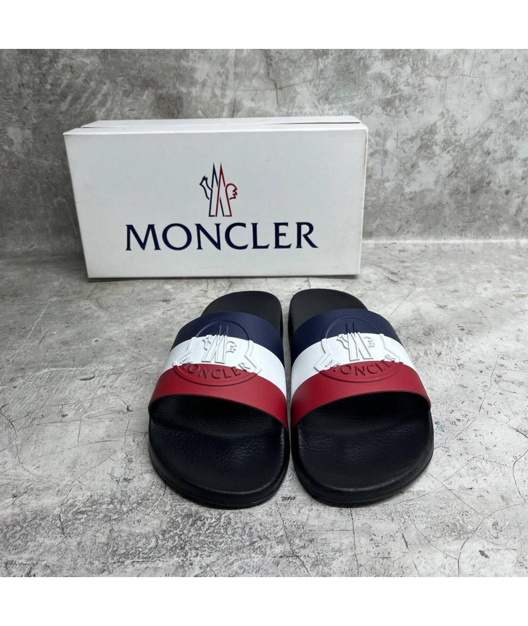 MONCLER Черные резиновые шлепанцы, фото 2