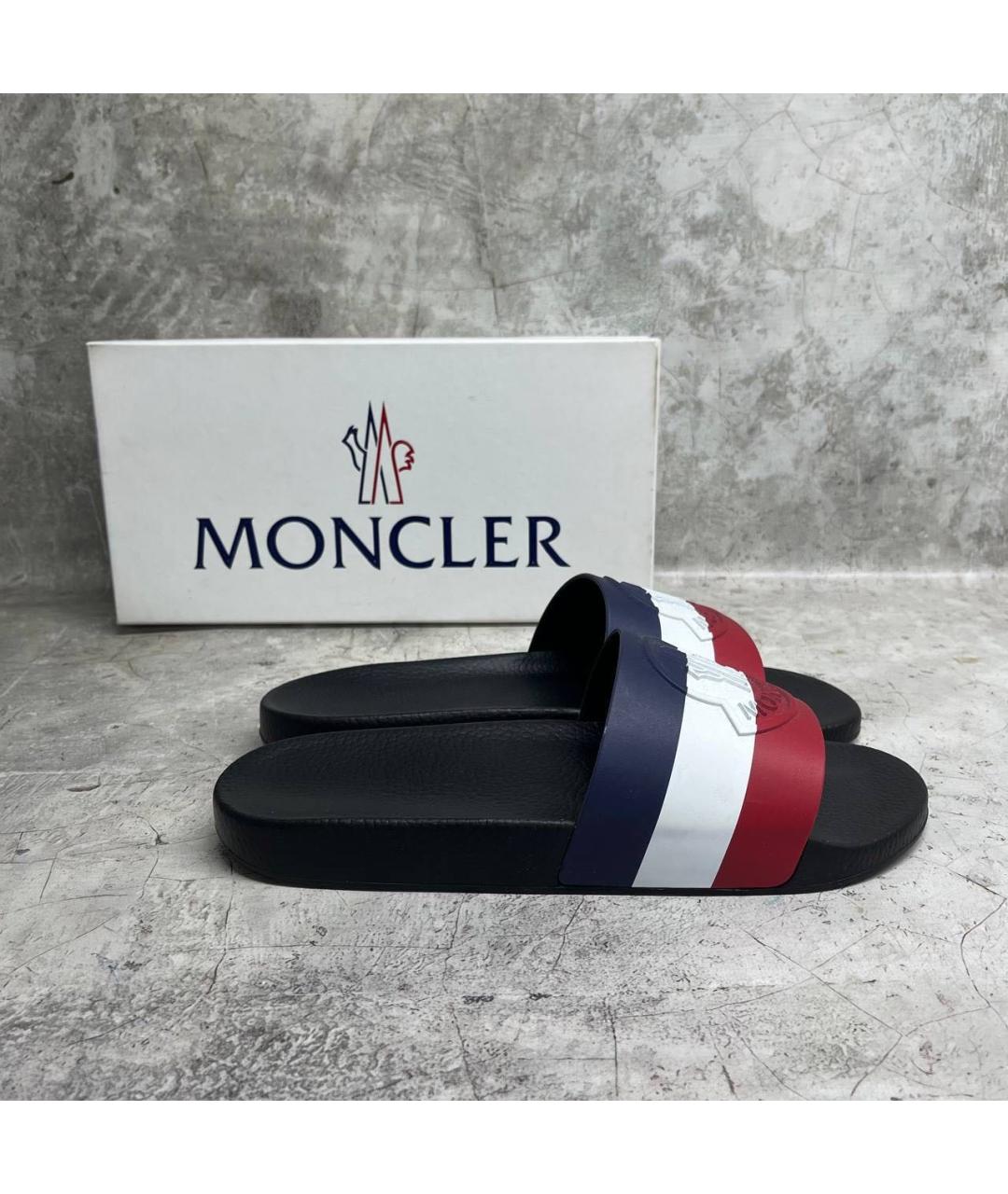 MONCLER Черные резиновые шлепанцы, фото 9