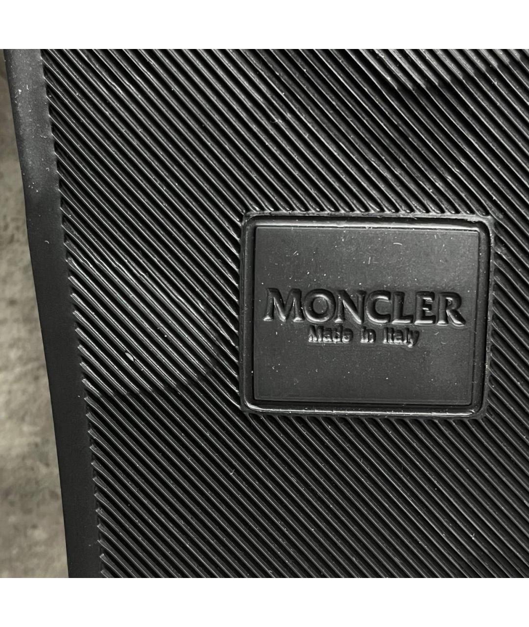 MONCLER Черные резиновые шлепанцы, фото 7
