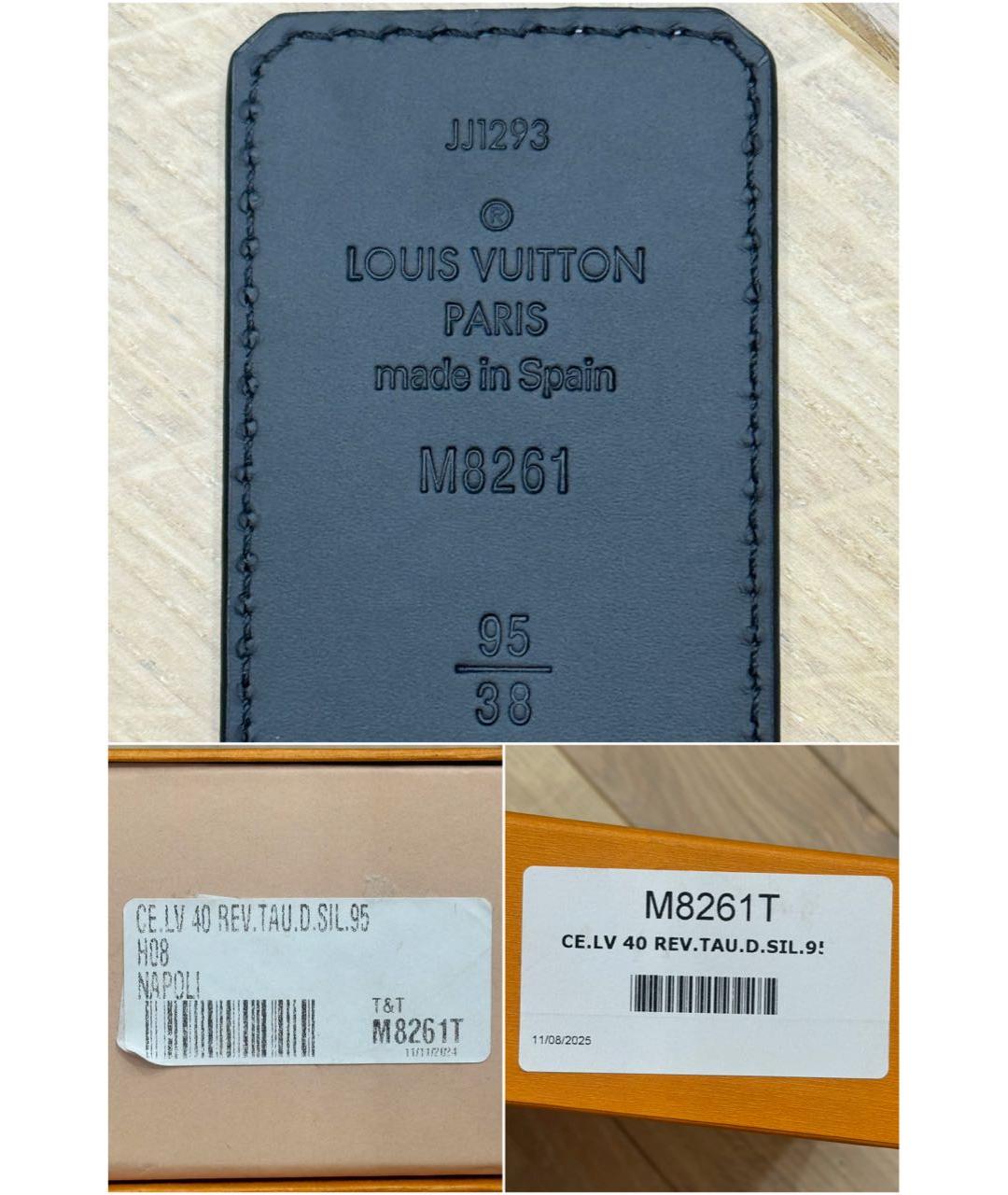 LOUIS VUITTON Черный кожаный ремень, фото 7