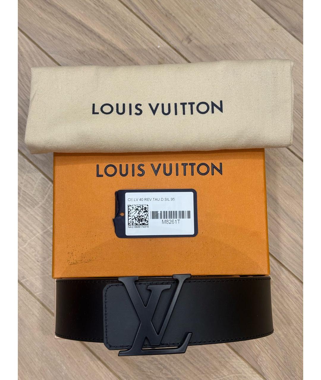 LOUIS VUITTON Черный кожаный ремень, фото 2