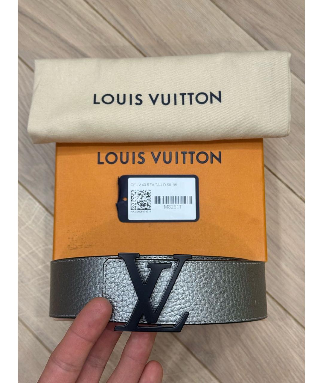 LOUIS VUITTON Черный кожаный ремень, фото 8