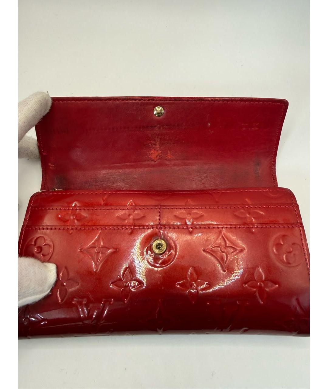 LOUIS VUITTON Красный кожаный кошелек, фото 7