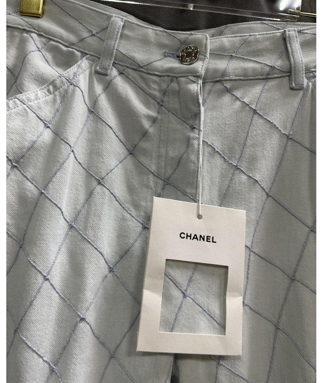 CHANEL Голубые хлопковые прямые джинсы, фото 4