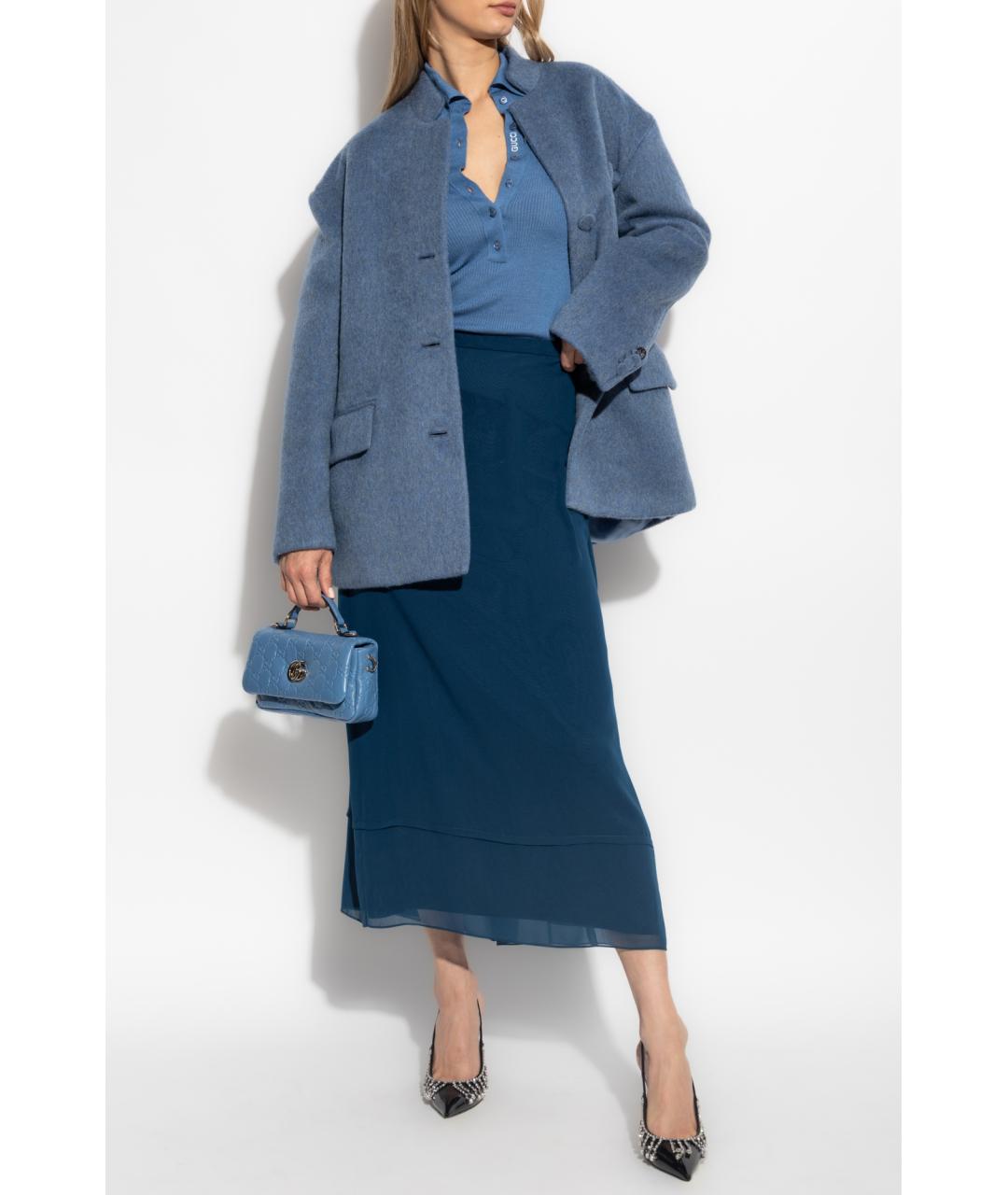 GUCCI Синяя ацетатная юбка миди, фото 2