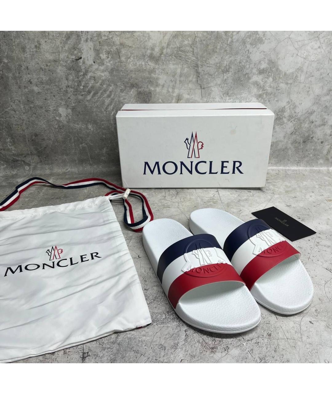 MONCLER Белые резиновые шлепанцы, фото 3