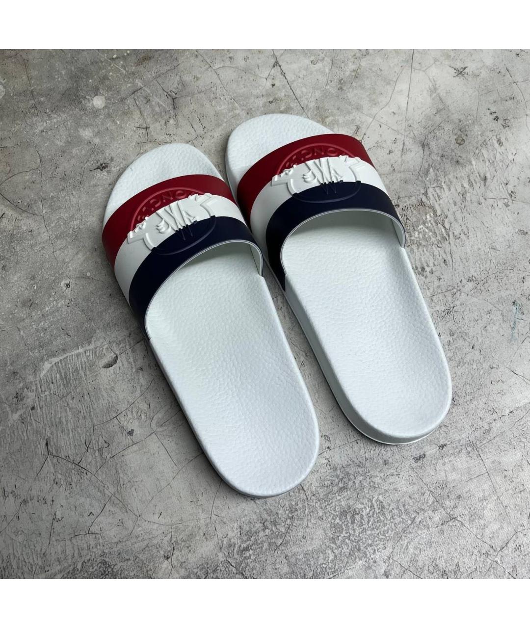 MONCLER Белые резиновые шлепанцы, фото 4