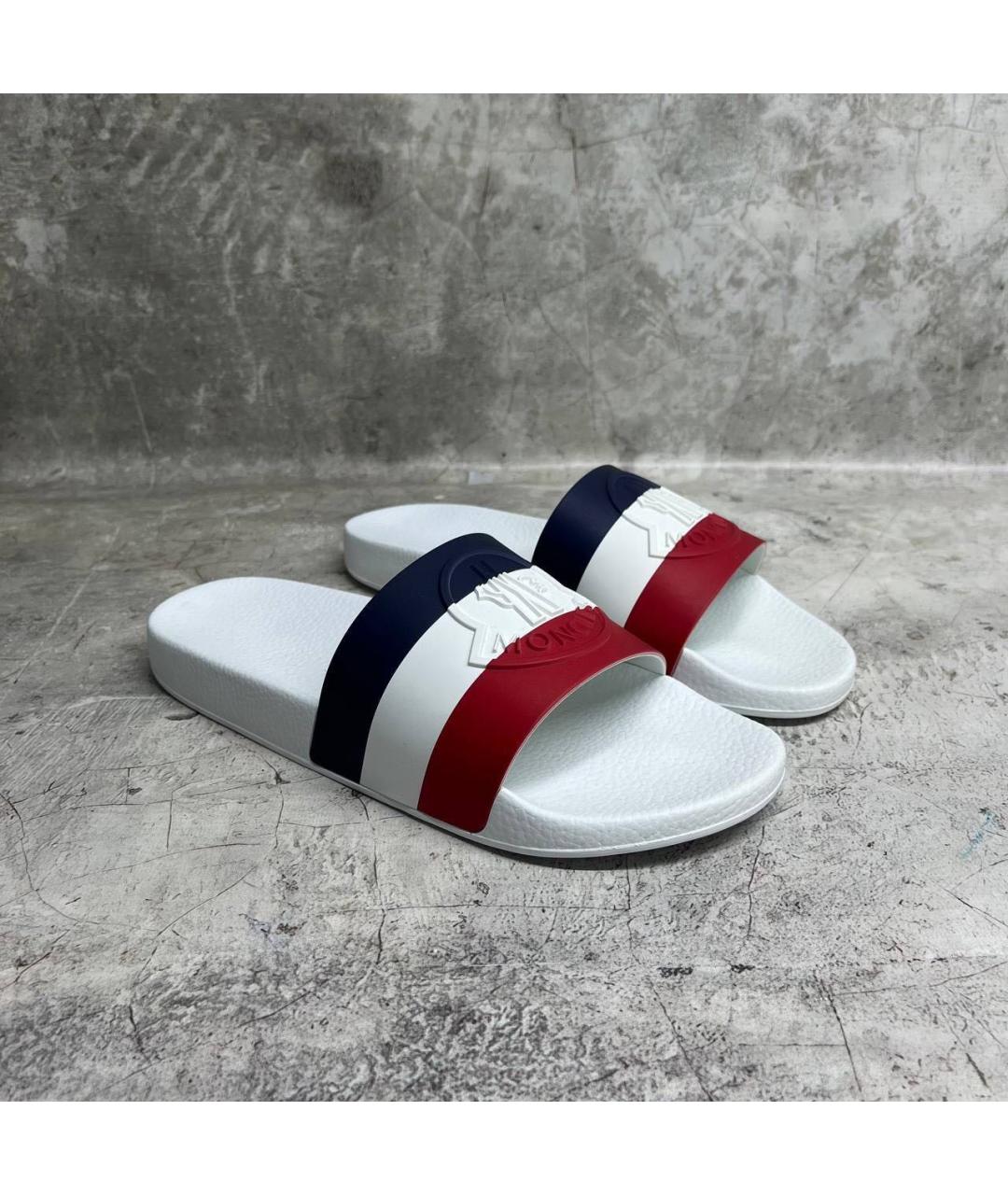 MONCLER Белые резиновые шлепанцы, фото 8