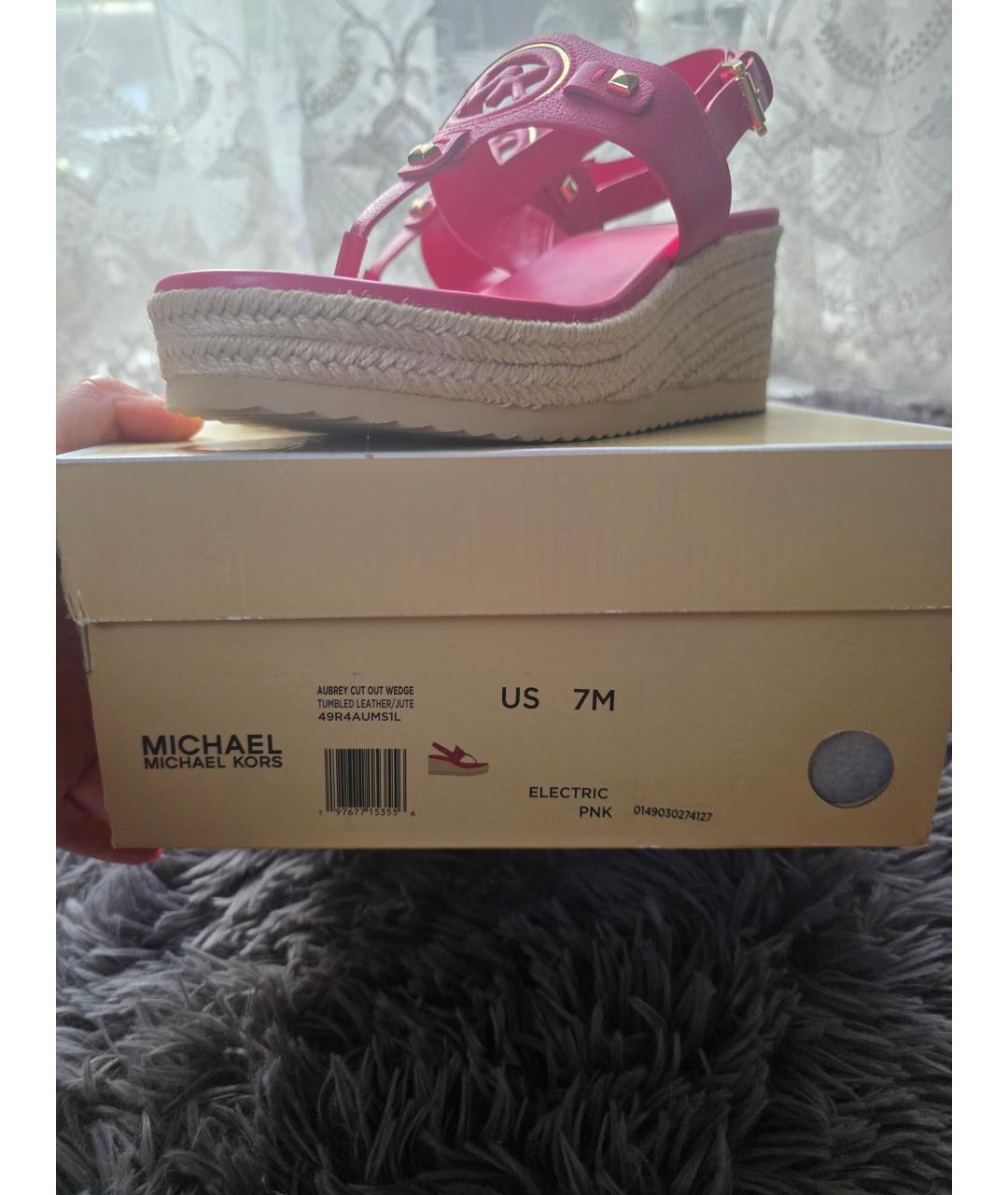MICHAEL KORS Фуксия кожаные босоножки, фото 9