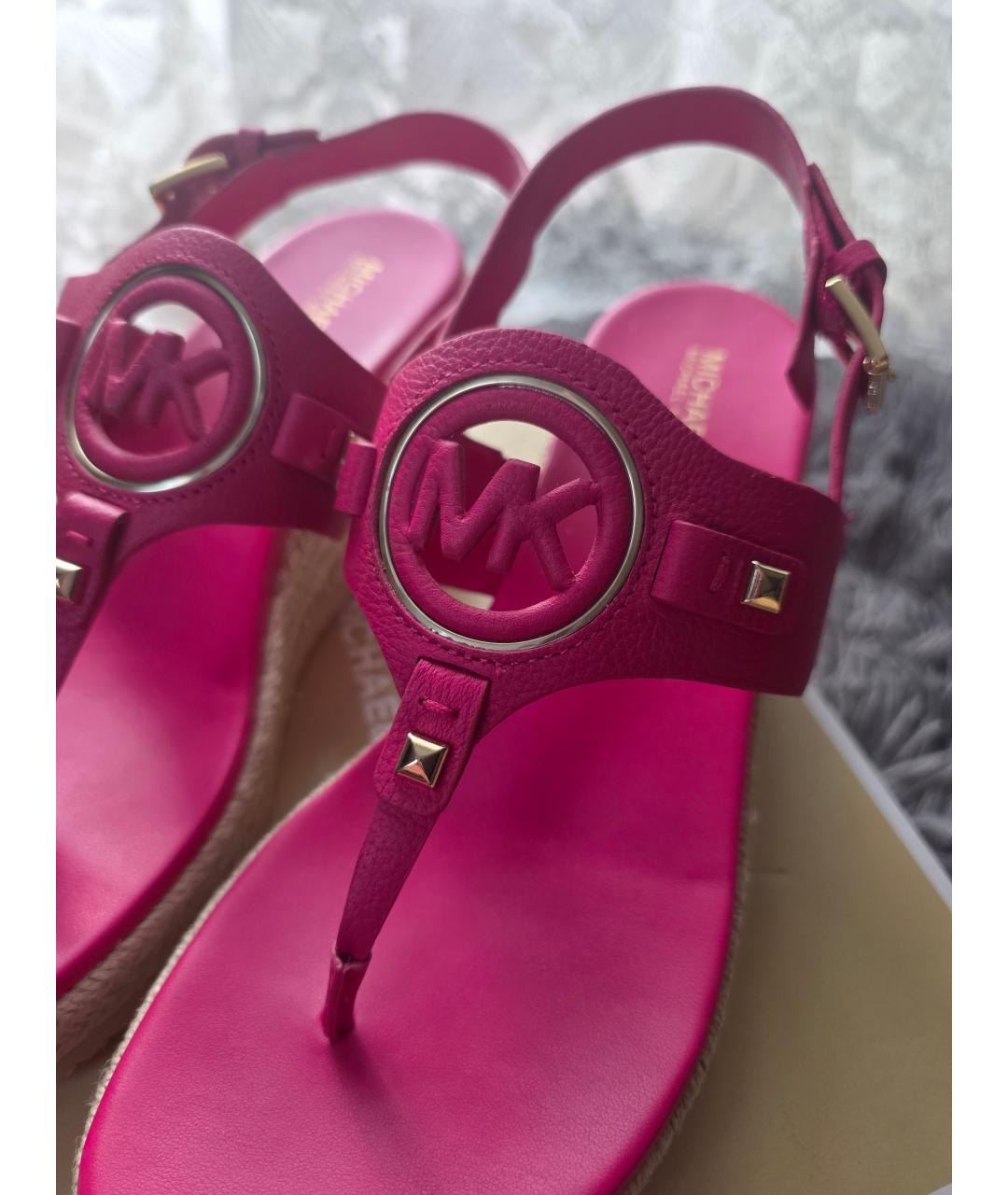 MICHAEL KORS Фуксия кожаные босоножки, фото 5