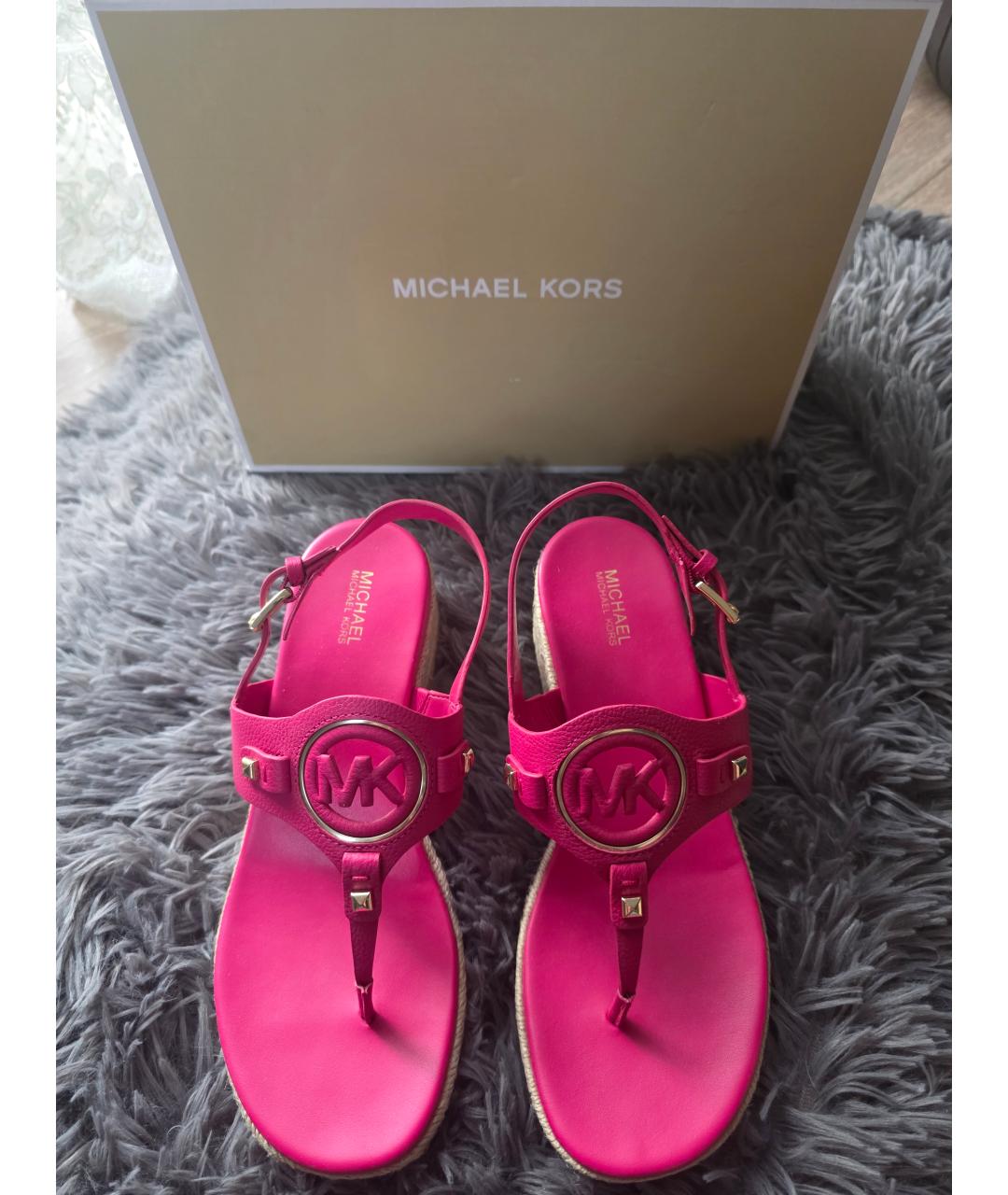 MICHAEL KORS Фуксия кожаные босоножки, фото 7