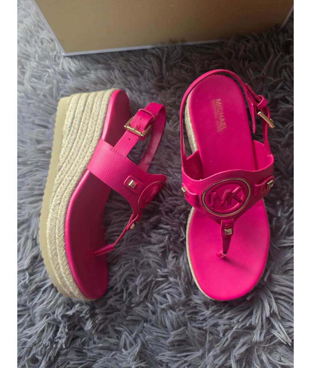MICHAEL KORS Фуксия кожаные босоножки, фото 8
