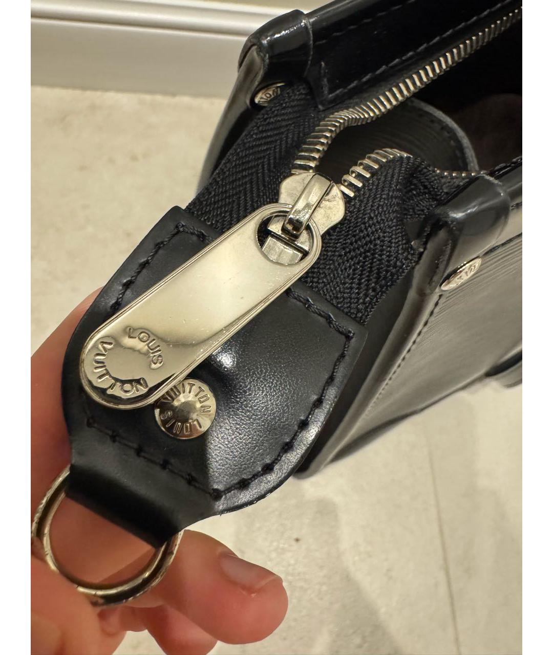 LOUIS VUITTON Черная кожаная сумка тоут, фото 4