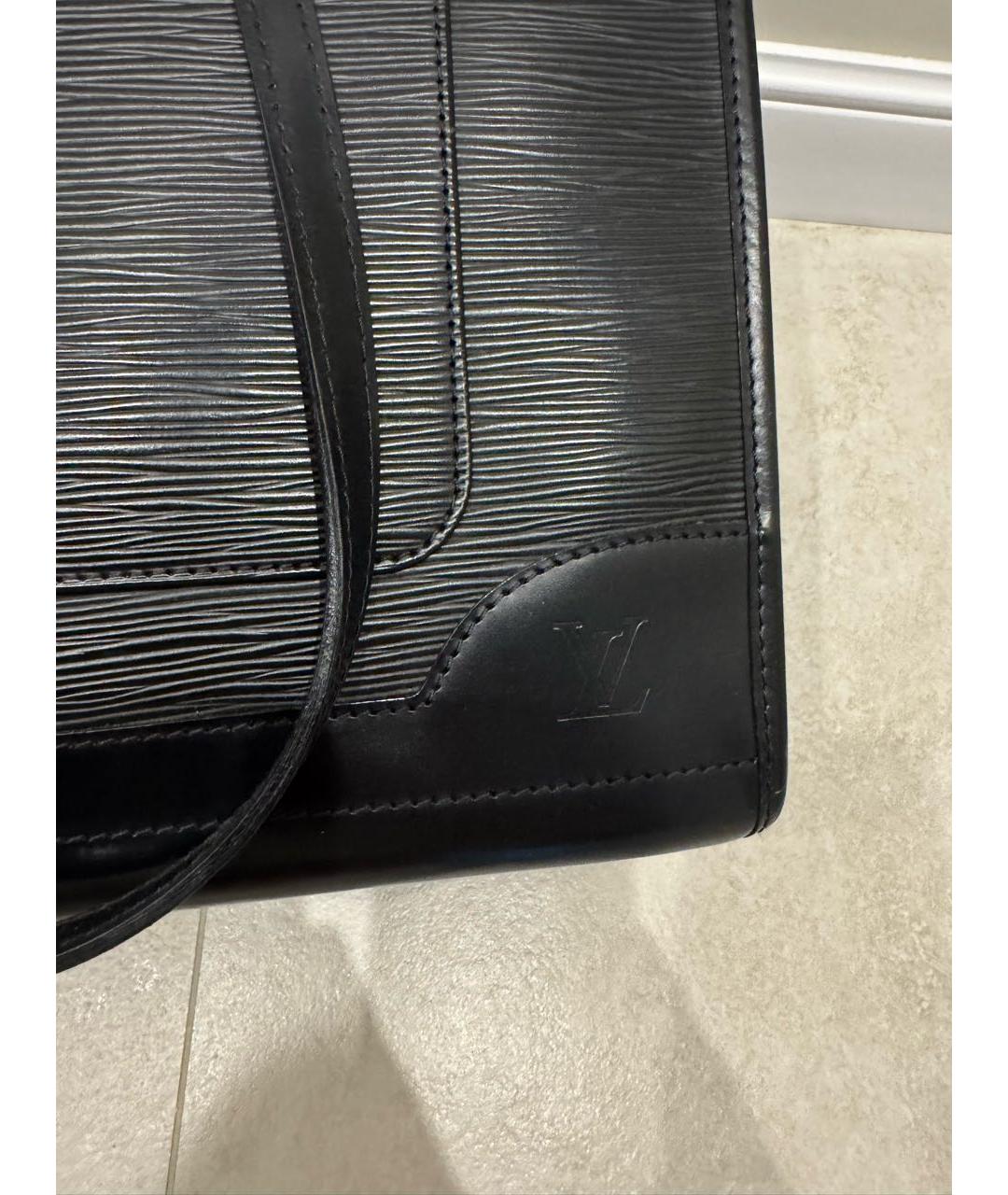 LOUIS VUITTON Черная кожаная сумка тоут, фото 3
