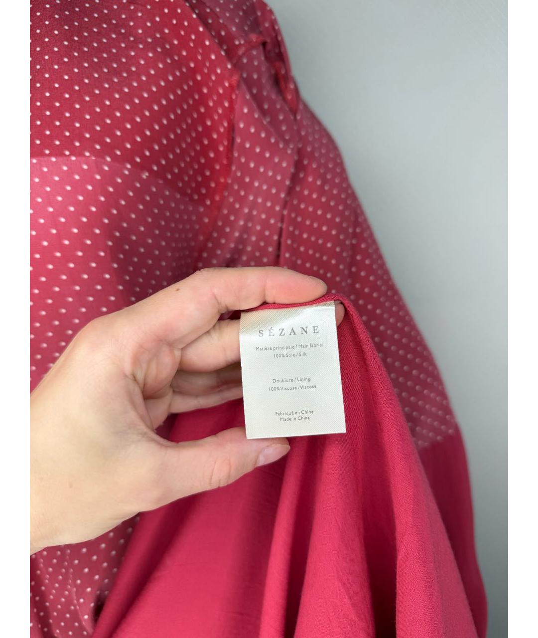 Sezane Красное шелковое повседневное платье, фото 8