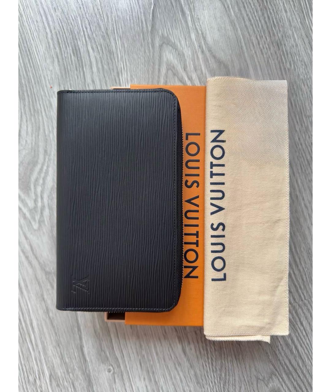 LOUIS VUITTON Черный кожаный кошелек, фото 9