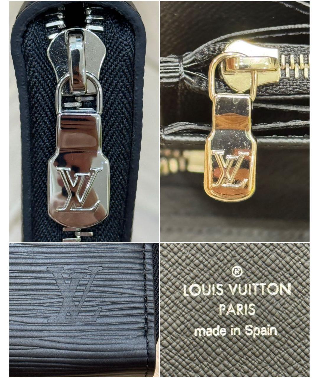 LOUIS VUITTON Черный кожаный кошелек, фото 6