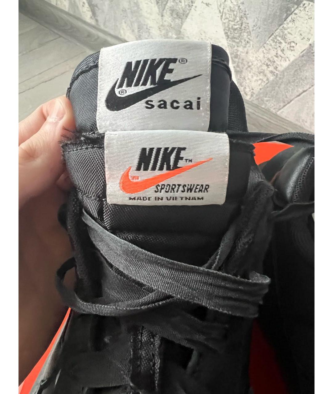 SACAI Черные низкие кроссовки / кеды из искусственной кожи, фото 2