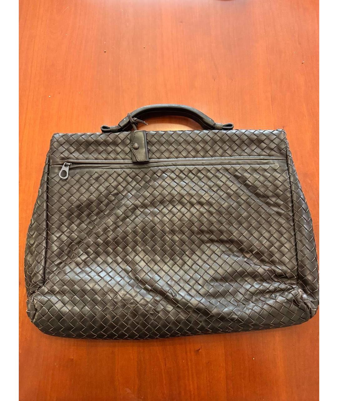 BOTTEGA VENETA Коричневый кожаный портфель, фото 2
