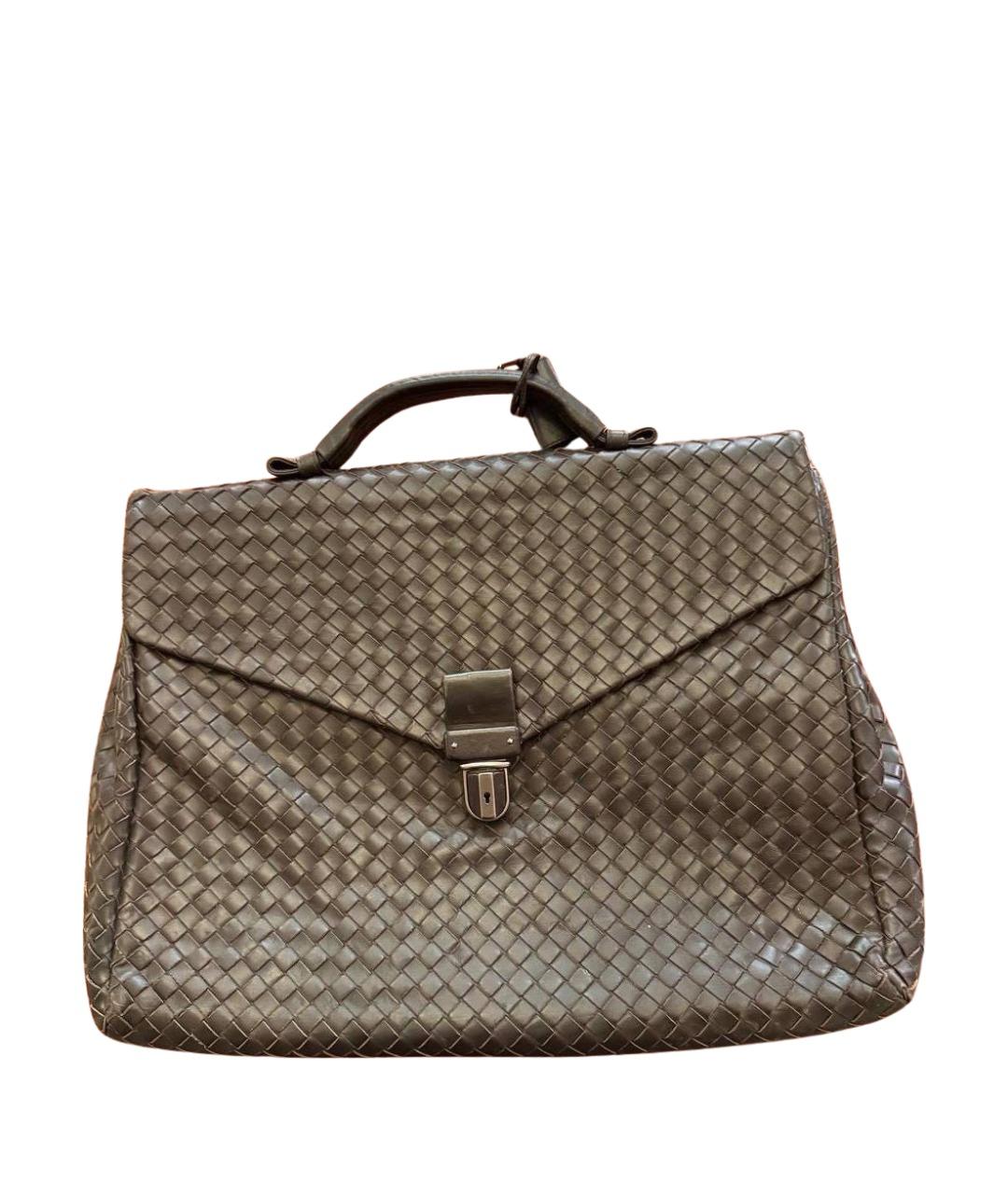 BOTTEGA VENETA Коричневый кожаный портфель, фото 1