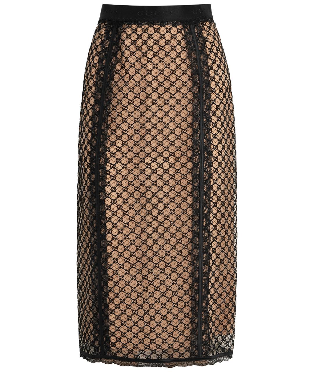 GUCCI Бежевая ацетатная юбка миди, фото 1