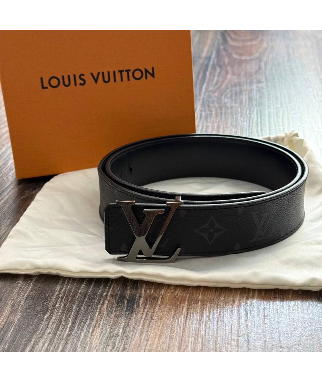 LOUIS VUITTON Черный кожаный ремень, фото 4