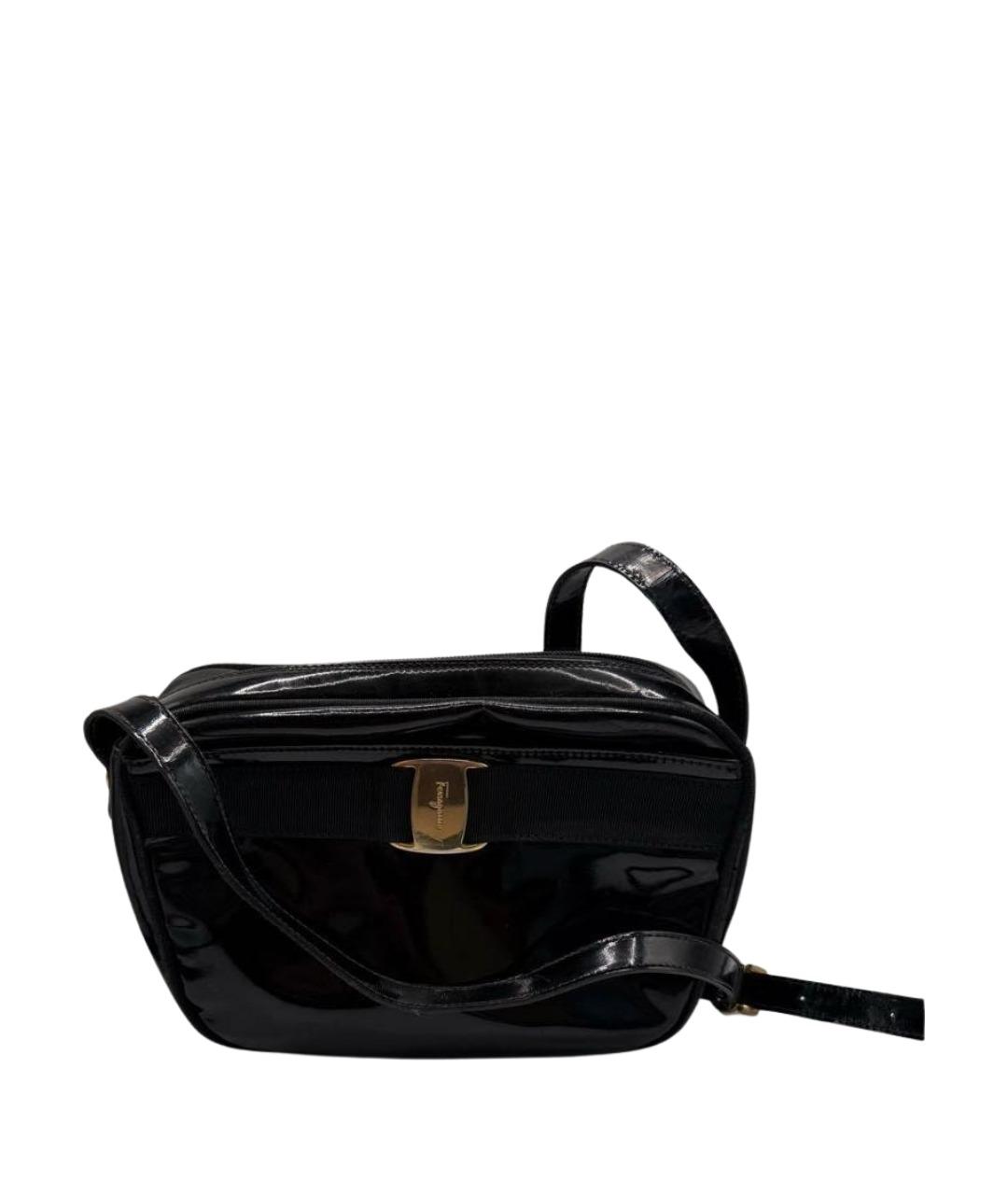 FERRAGAMO Черная кожаная сумка через плечо, фото 1