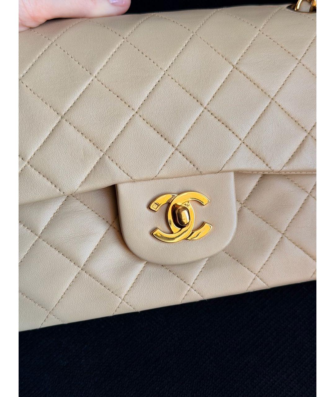 CHANEL Бежевая кожаная сумка через плечо, фото 4