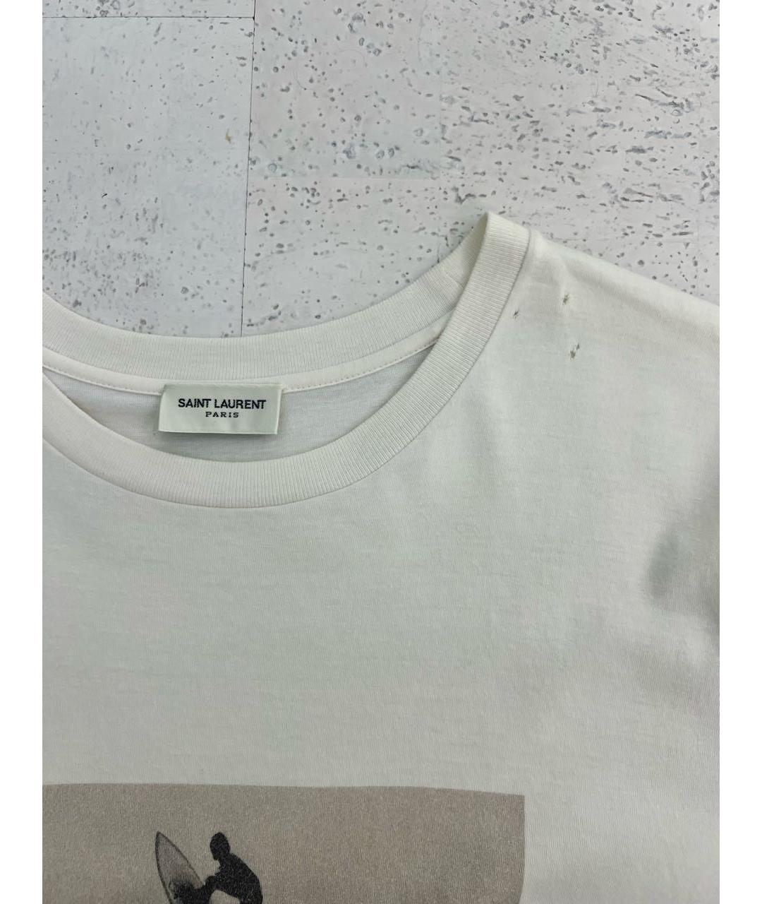 SAINT LAURENT Белая хлопковая футболка, фото 5